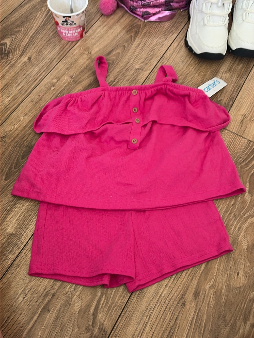 Cartier Girls Bright Pink Ruffle Tank & Shorts Matching Set